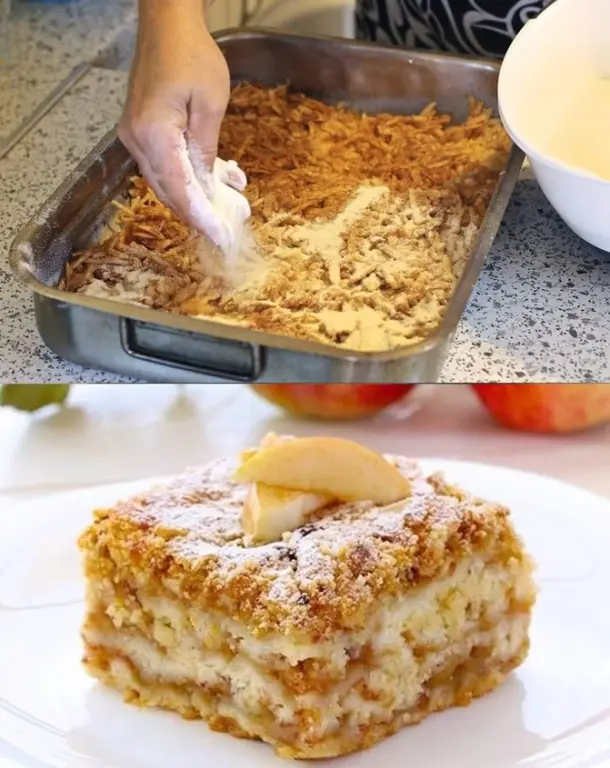 1 ст муки, 1 ст сахара, 1 ст манки и 5 яблок для самого вкусного в мире яблочного пирога «Три стакана»