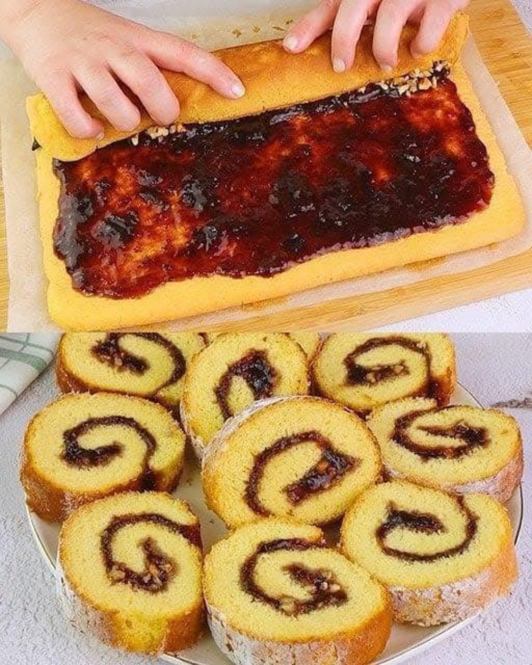 RULADĂ PUFOASĂ ȘI CROCANĂ CU GEM DE PRUNE ȘI NUCI O COMBINAȚIE DELICIOASĂ ȘI O TEXTURĂ PERFECTĂ!