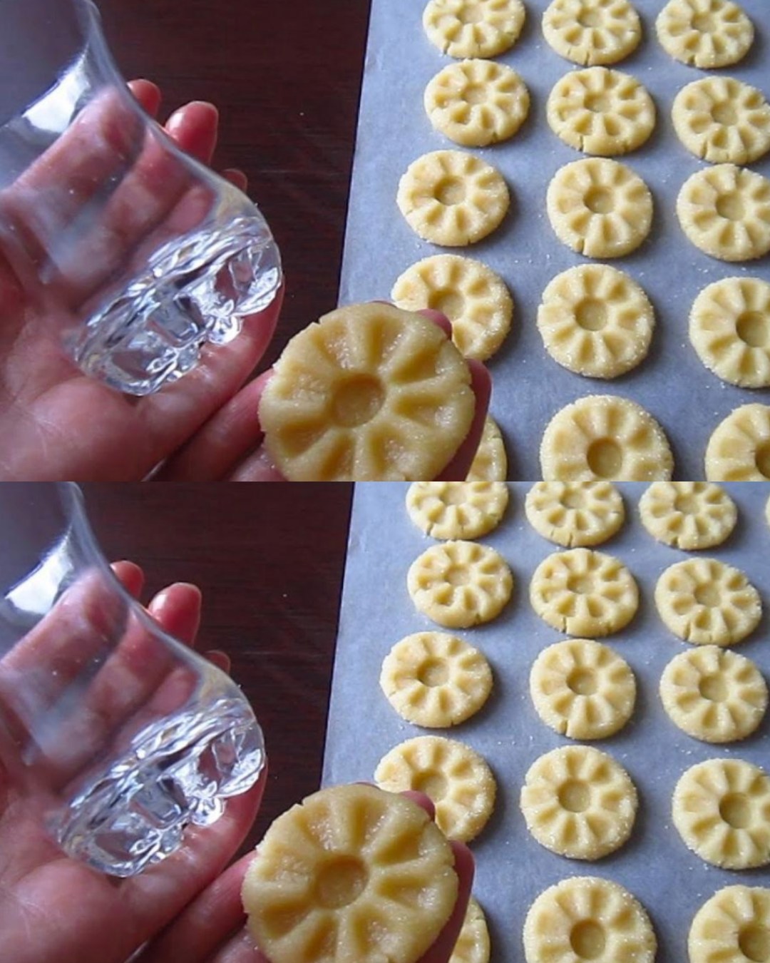 Biscuiți cu unt modelați cu ajutorul paharului – delicați, fini și se topesc în gură Biscuiți cu unt modelați cu ajutorul paharului – delicați, fini și se topesc în gură