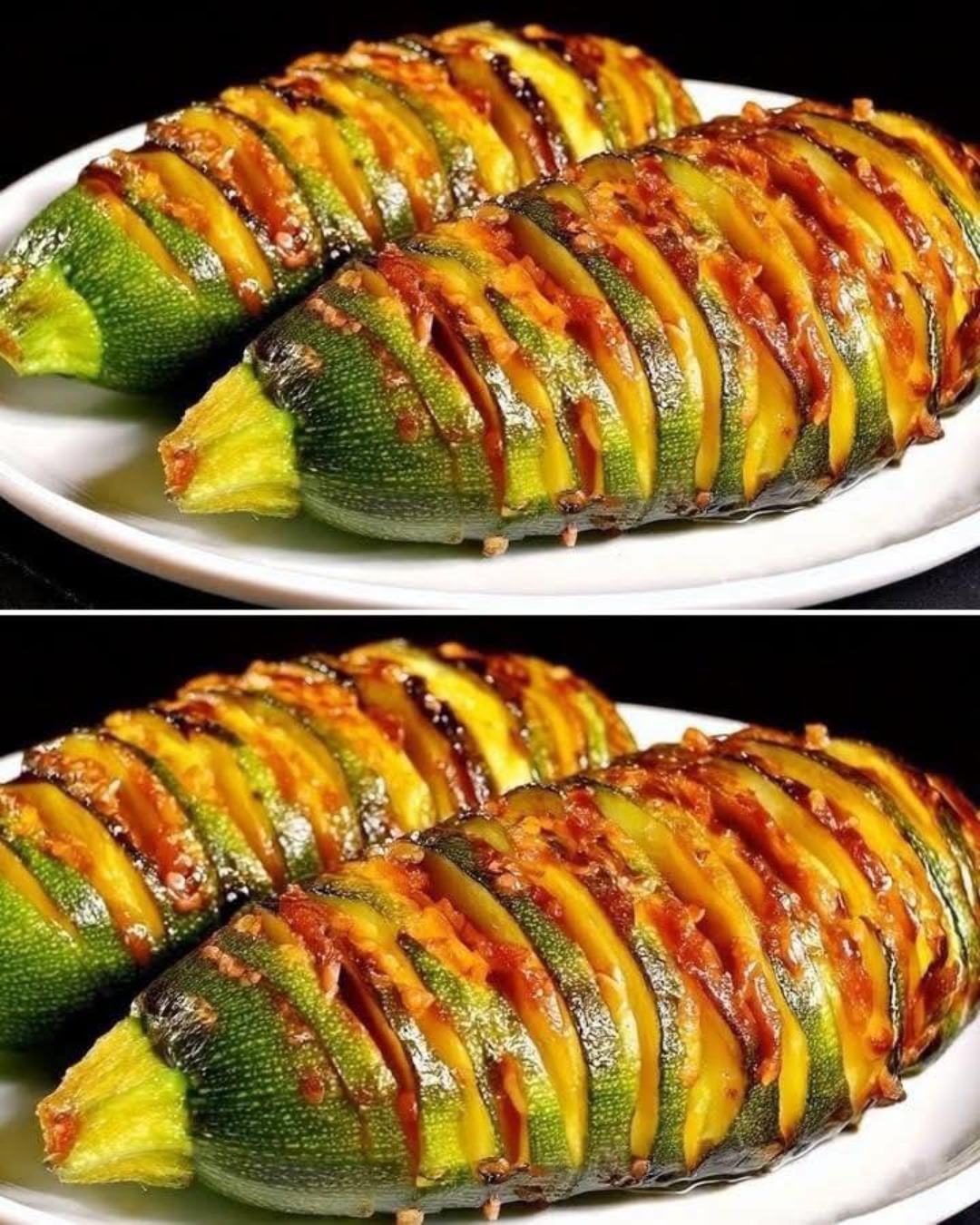 Dovlecei Hasselback cu 2 ingrediente Dovlecei Hasselback cu 2 ingrediente