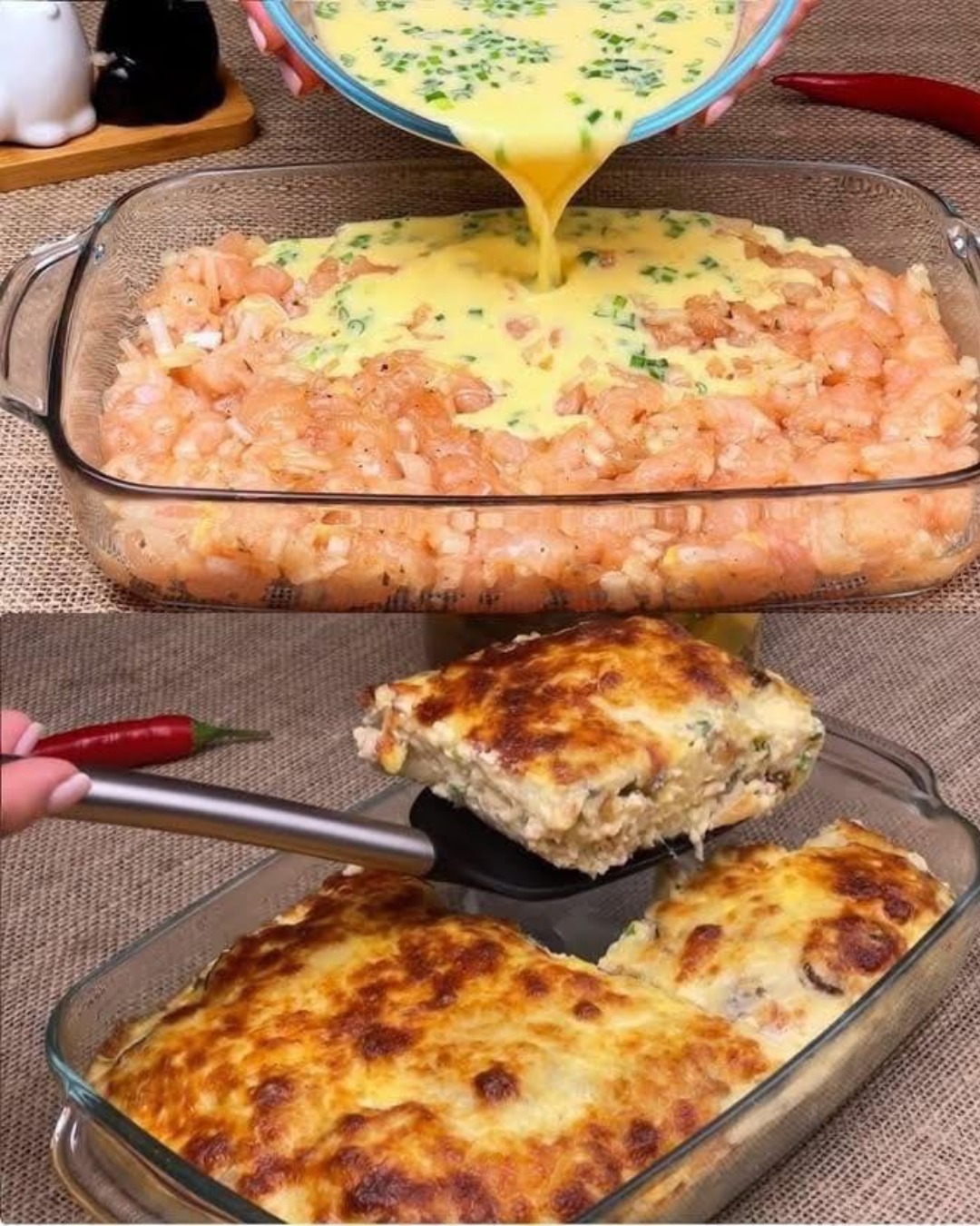 Gratin de pui cu ciuperci și cașcaval