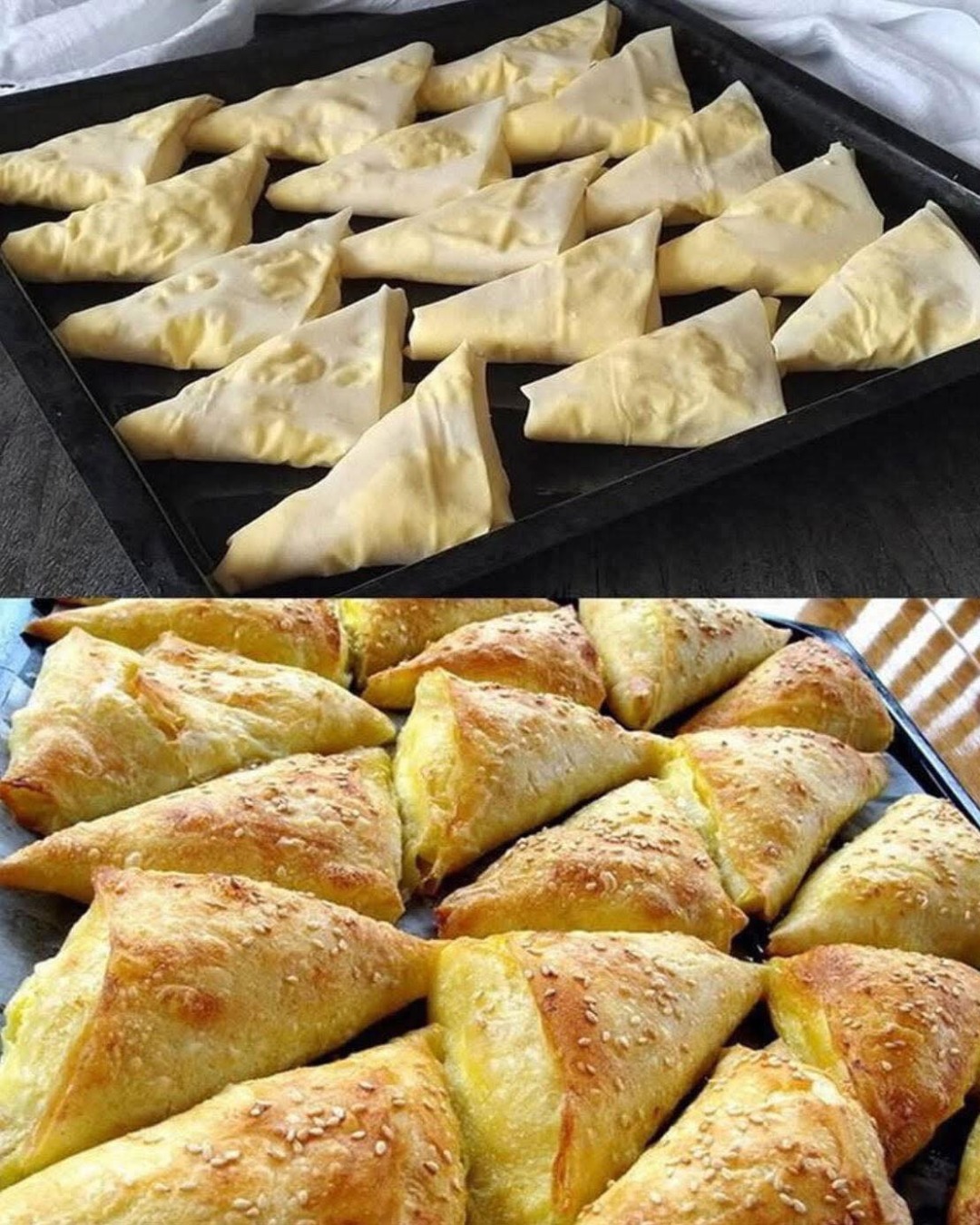 Plăcinte triunghi cu brânză – atât de fragede și delicioase încât dispar imediat!