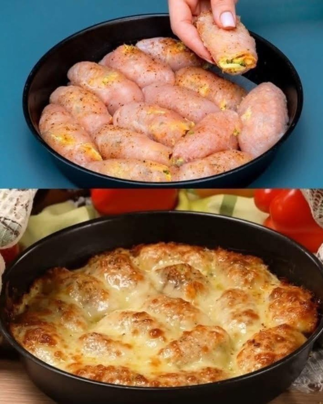 Rulouri de pui cu mozzarella și salată proaspătă Rulouri de pui cu mozzarella și salată proaspătă