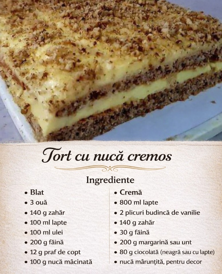 Tortul cu nucă – ușor, cremos și absolut delicios
