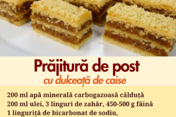 Prăjitură de post cu dulceață de caise și nuci