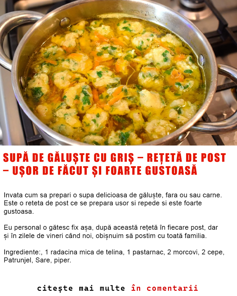 Supă de găluște cu griș