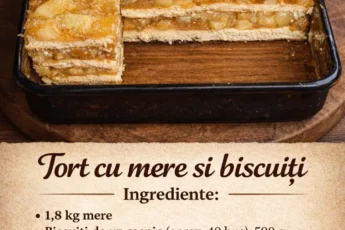 Tort cu mere și biscuiți fără coacere