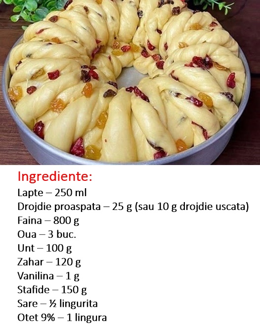 Cozonac pufos cu stafide