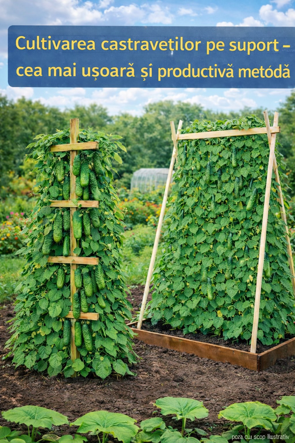 Cultivarea castraveților pe suport vertical – ghid complet pentru o producție bogată