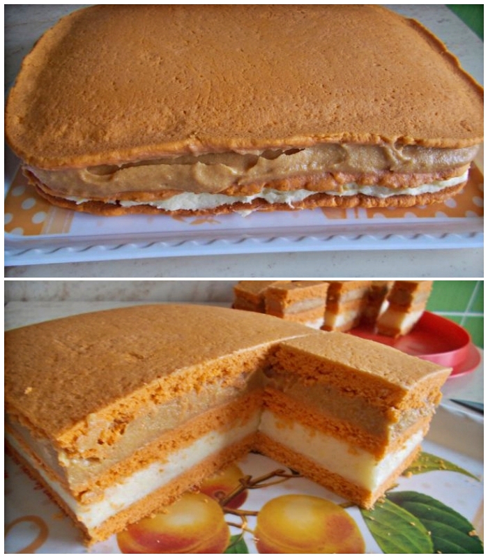 Prăjitură de post din foi cu bulion și creme de caramel și lămâie Prăjitură de post din foi cu bulion și creme de caramel și lămâie
