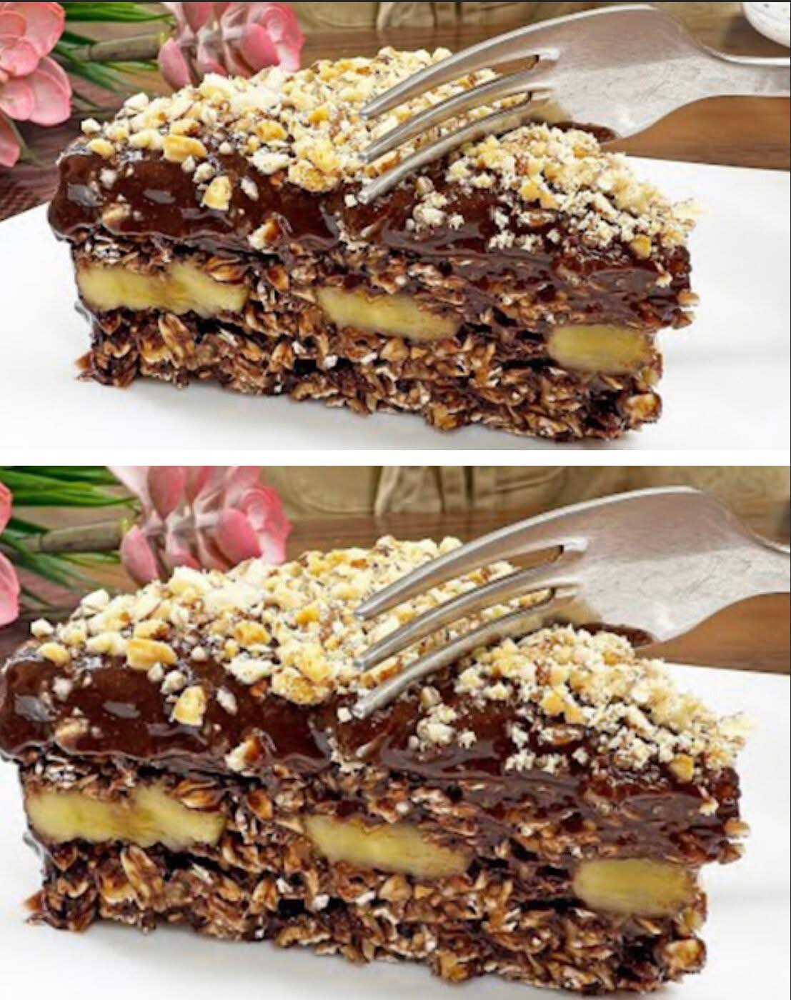 Prăjitură sănătoasă cu banane, ovăz și cacao