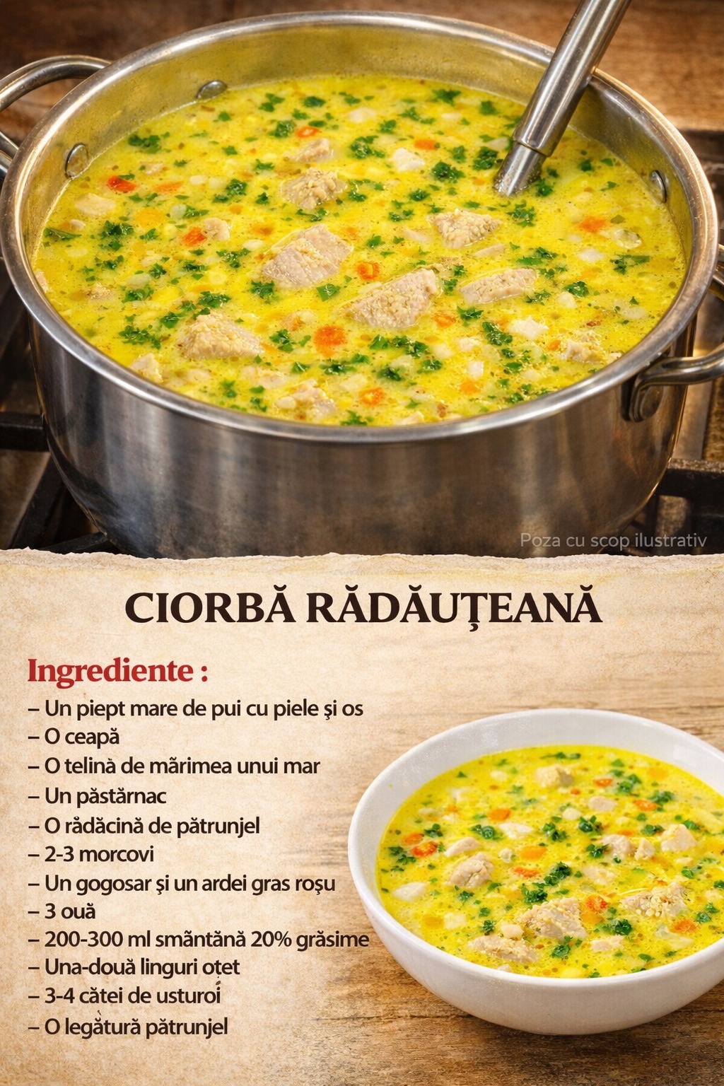 Ciorbă rădăuțeană – rețeta tradițională cremoasă, aromată și ușor de făcut acasă Ciorbă rădăuțeană – rețeta tradițională cremoasă, aromată și ușor de făcut acasă