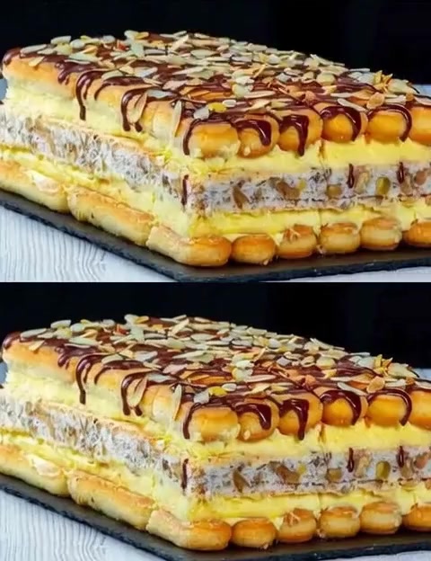 Desert cu pișcoturi, cremă fină și pandișpan cu nucă