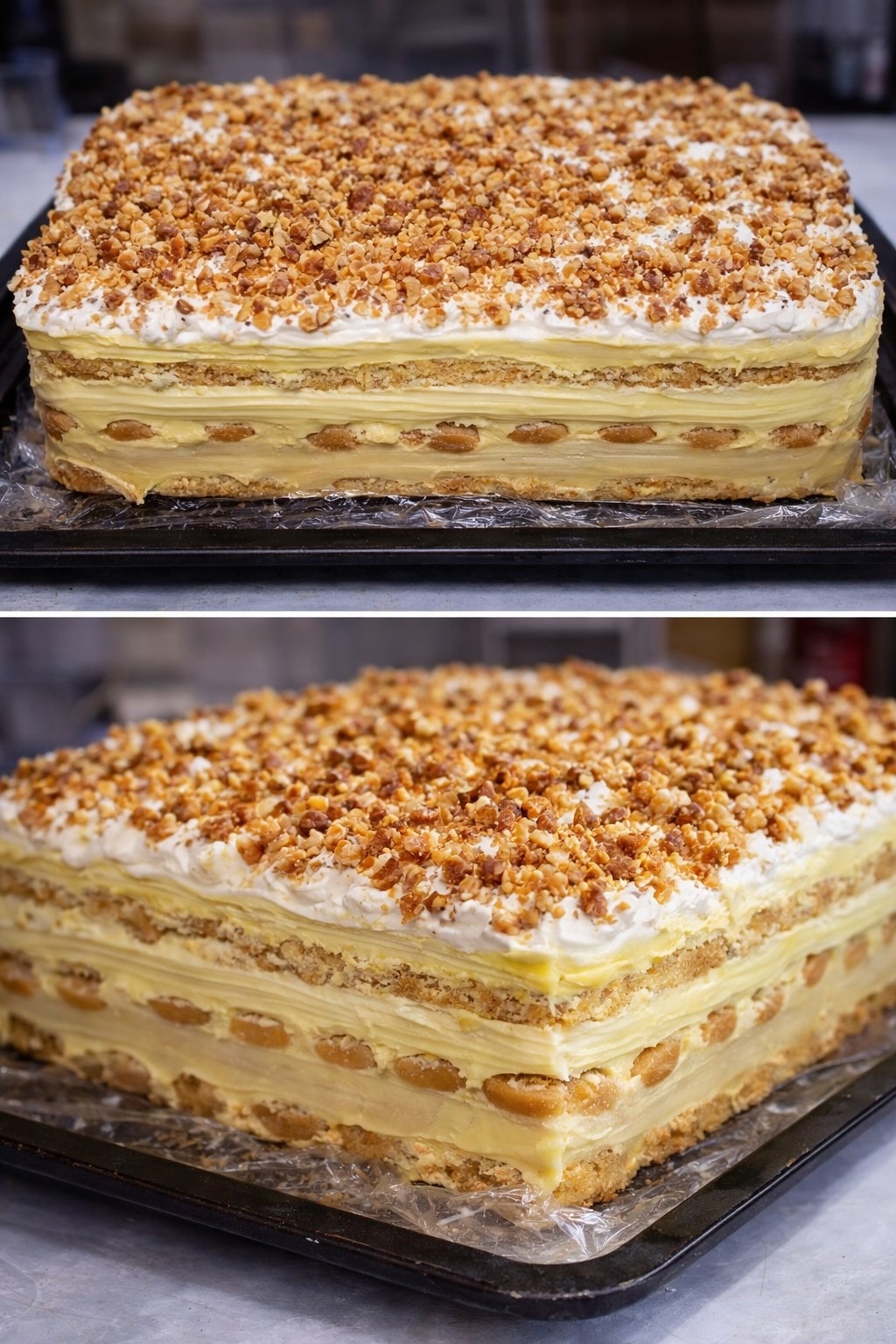 Prăjitură cu pișcoturi și două creme Prăjitură cu pișcoturi și două creme