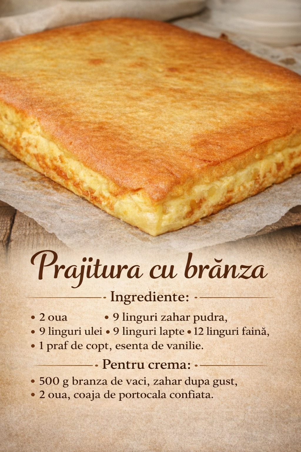 Prăjitură turnată cu brânză Prăjitură turnată cu brânză