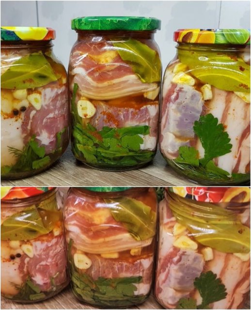 Slănină în saramură, la borcan