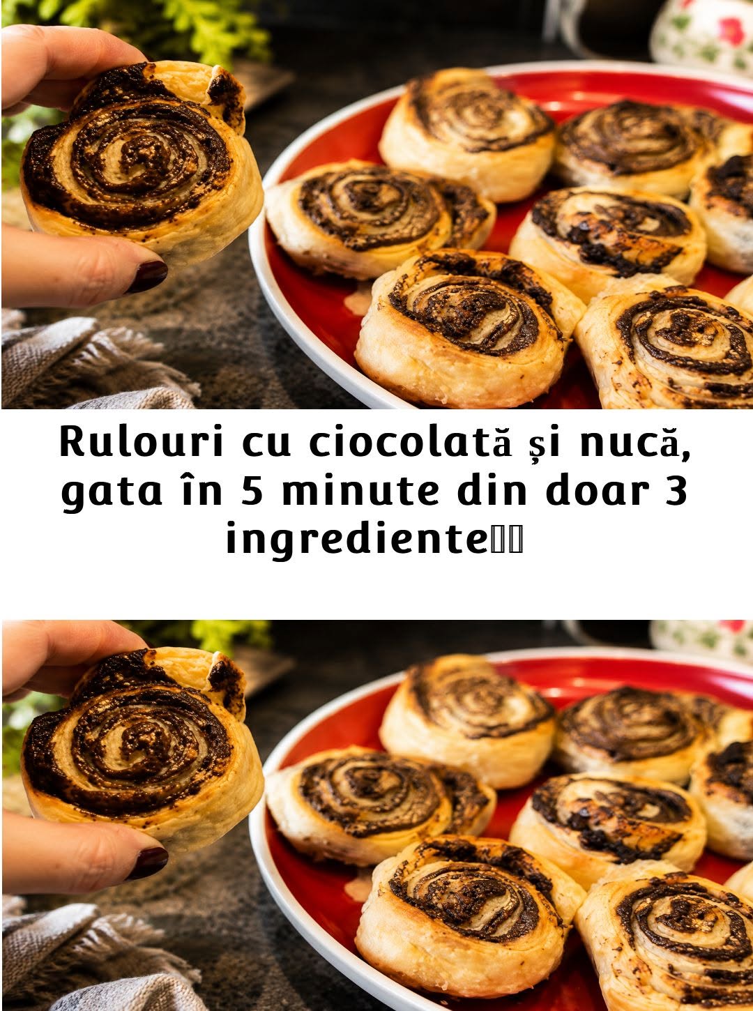 Rulouri cu Ciocolată și Nucă