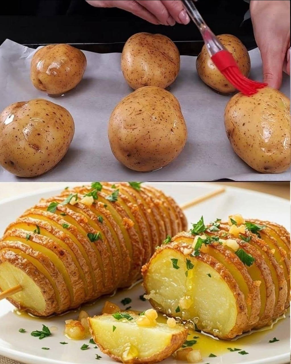 Cartofi copți cu usturoi și ierburi aromatice Cartofi copți cu usturoi și ierburi aromatice