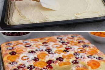 Cheesecake cu fructe, cireșe și caise