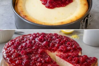 Cheesecake cu sos de zmeură