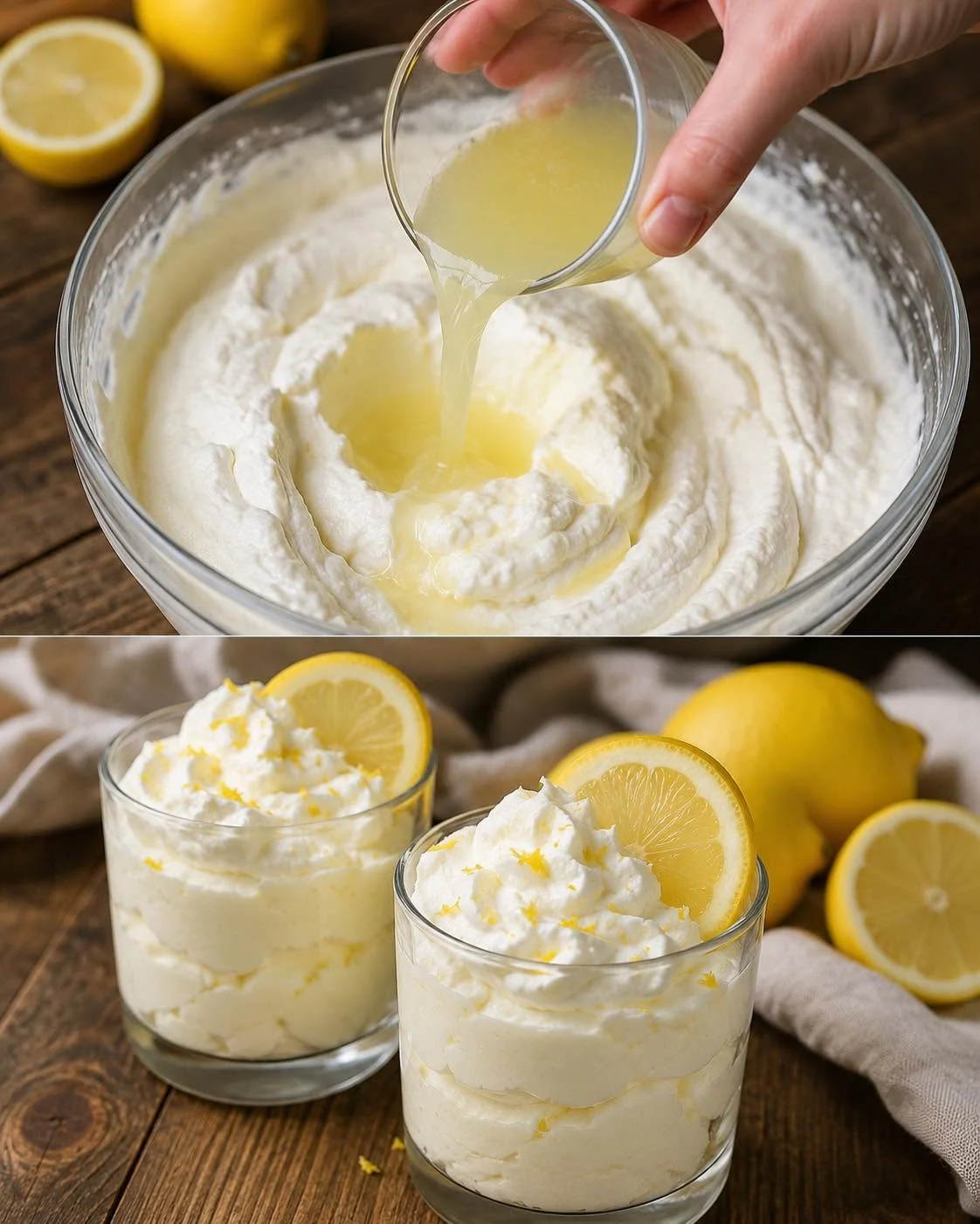 Desert cu lămâie fără coacere cu mascarpone și frișcă