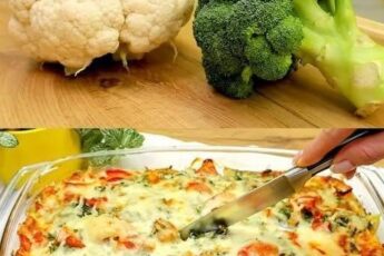 Gratin de broccoli și conopidă cu sos cremos și crustă aurie de brânză