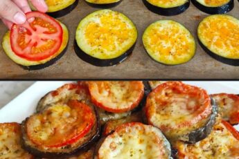 Mini pizza din vinete cu roșii și mozzarella