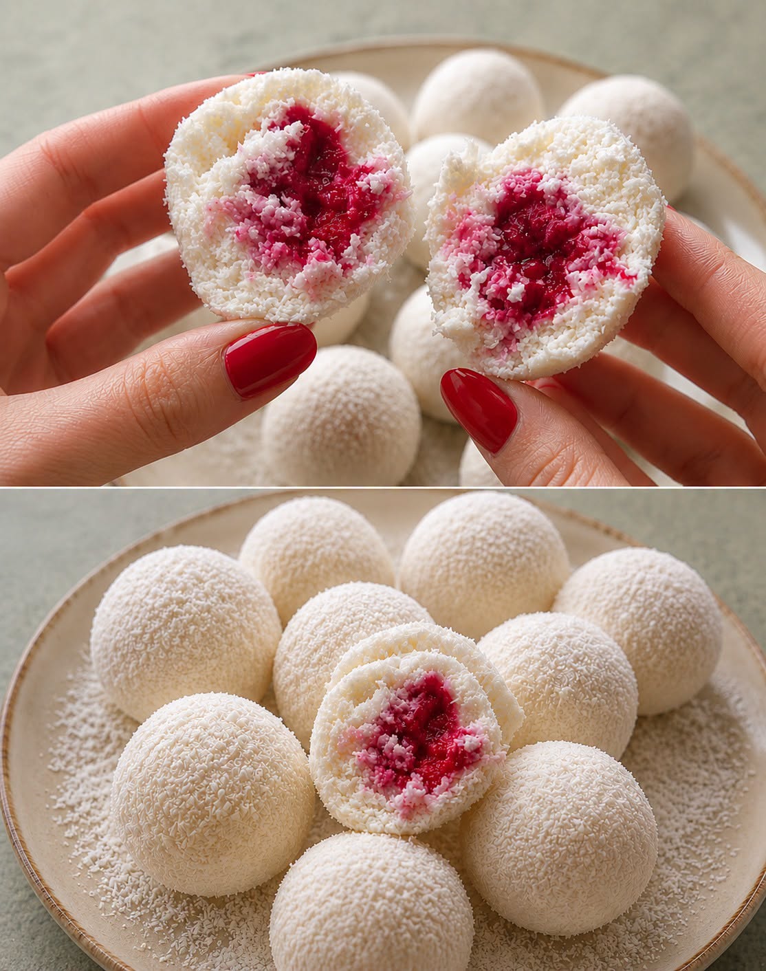 Palline cocco e lampone fără coacere
