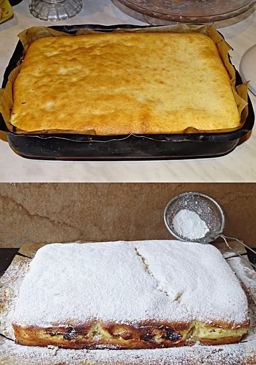 Plăcintă turnată cu brânză dulce și stafide Plăcintă turnată cu brânză dulce și stafide