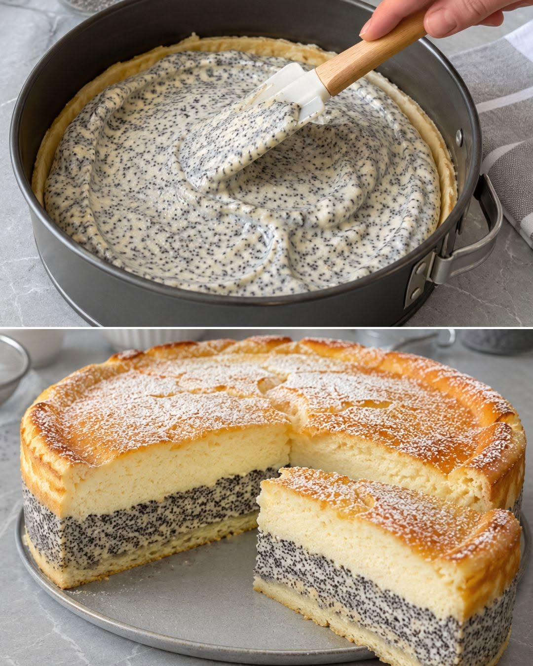 Prăjitură cu mac și cremă de ouă