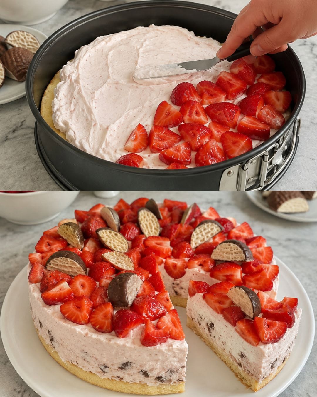 Tort cu căpșuni și cremă de mascarpone