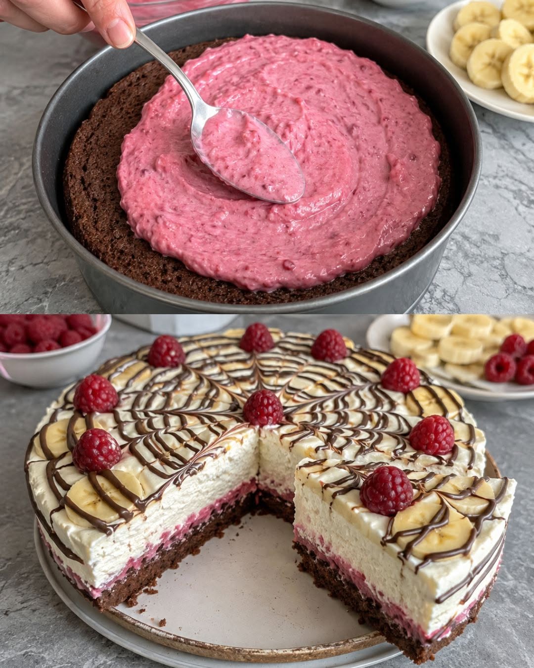 Tort cu ciocolată și fructe