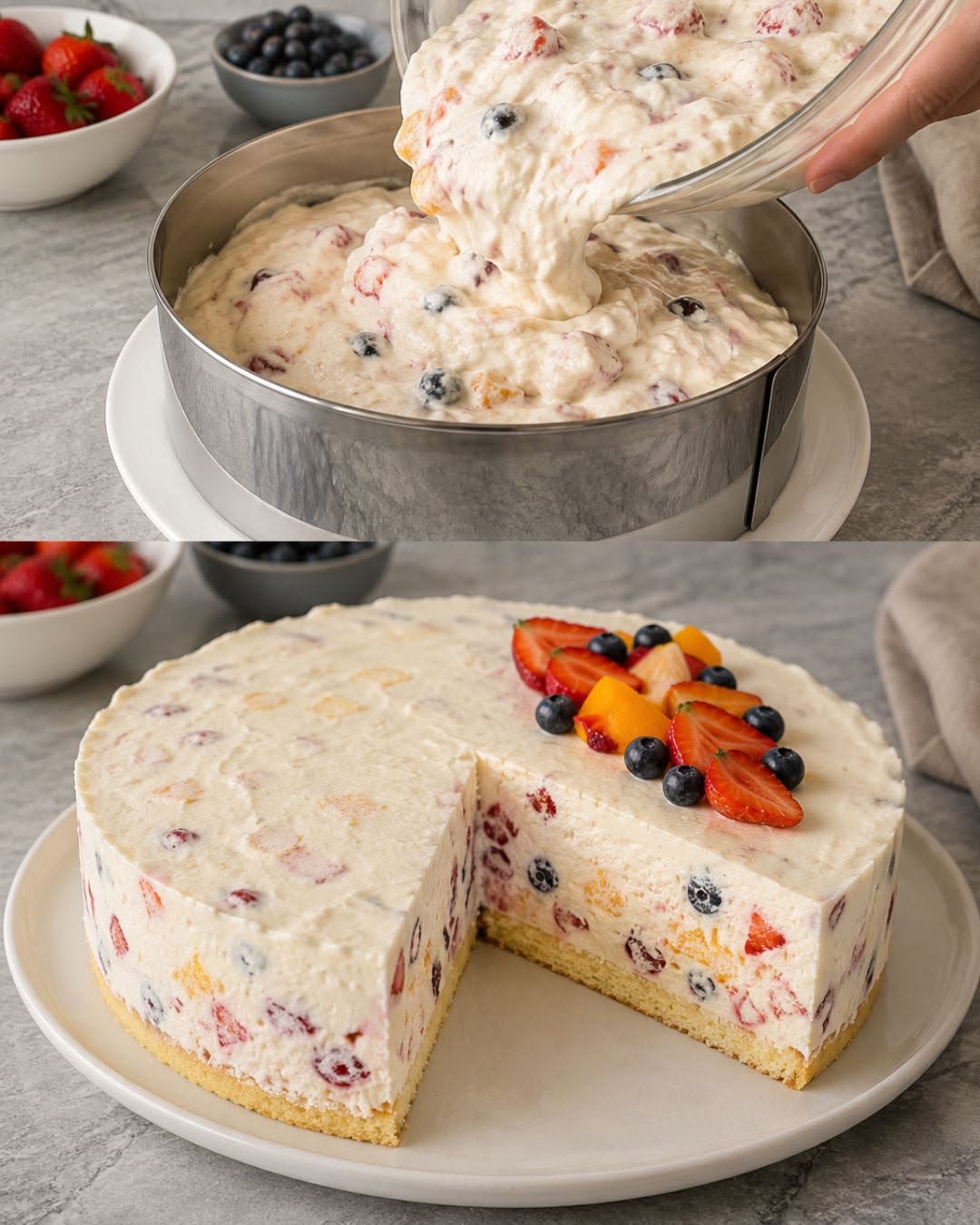 Tort cu mascarpone și fructe proaspete, fără coacere Tort cu mascarpone și fructe