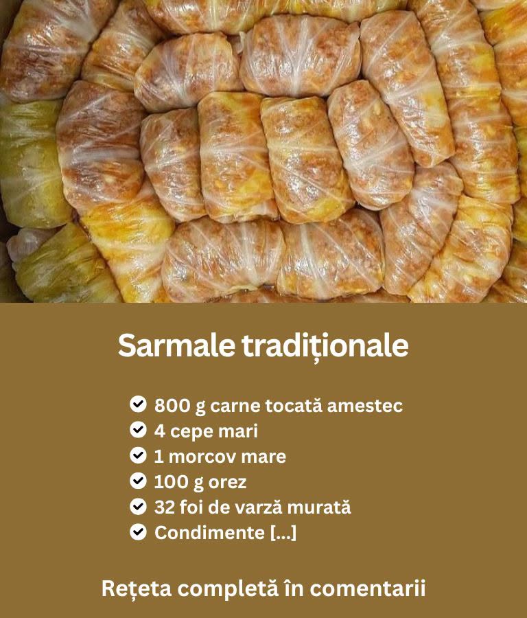 Sarmale tradiționale cu carne tocată și varză murată