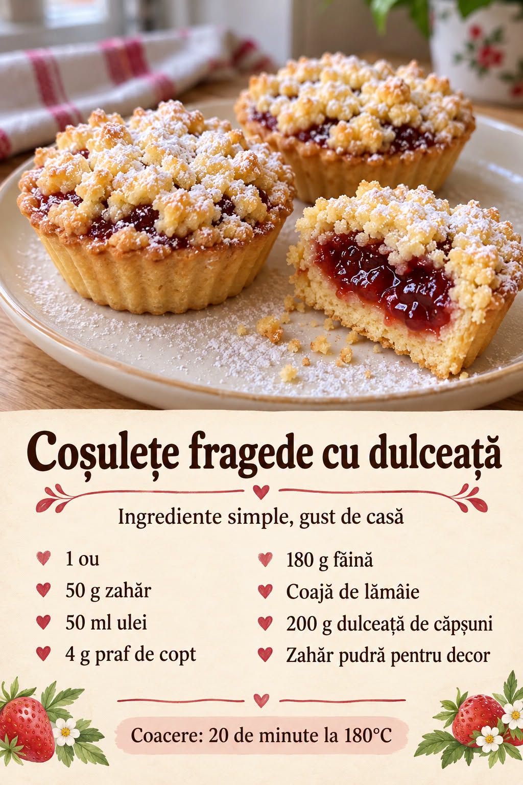 Coșulețe Fragede cu Gem