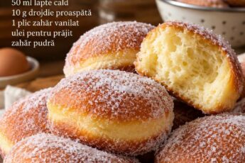 Gogoși pufoase și parfumate, moi și aerate în interior, cu o crustă aurie și zahăr pudră deasupra. Exact genul de gogoși care dispar imediat de pe farfurie!