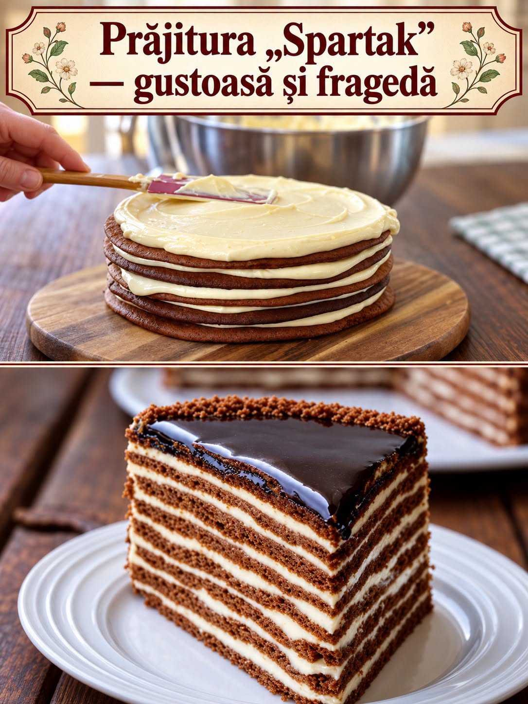 Torta Spartak cu Miere și Cacao